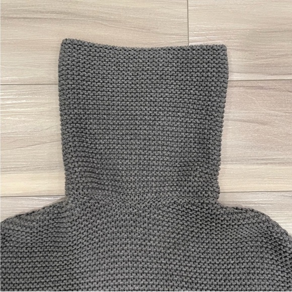 ZARA KNIT Slate Grey Chunky Knit Turtleneck Sweater Size Small Relaxed Fit - Picture 12 of 14
